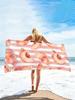 Watermelon Microfiber Beach Towel, Black White Striped Bath Towel, Cute Summer Fruit Travel Blanket for Women Girls Gift