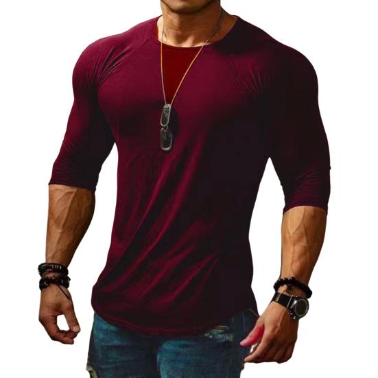 Dlouhé rukávy Jednobarevné Pánské Top Outdoor Sport Elastické Slim Fit Podzimní tričko