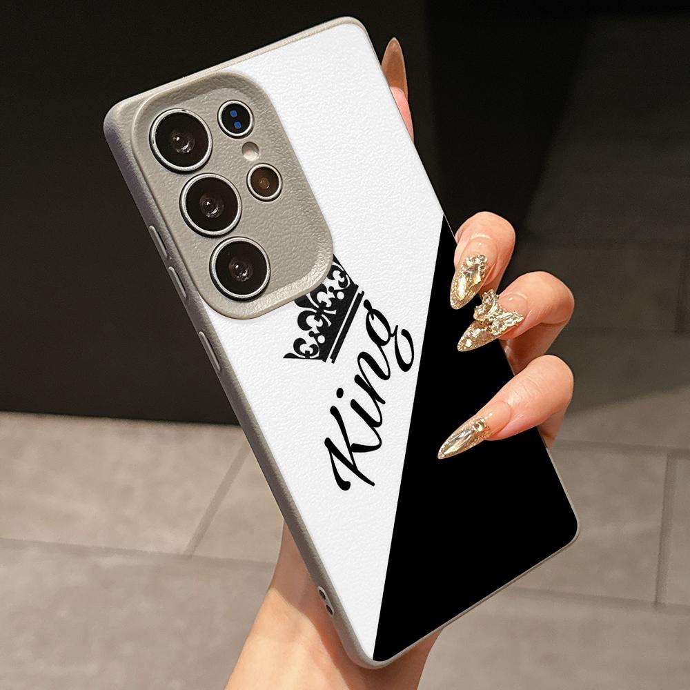 Samsung A07 A06 A16 A26 Xiaomi Redmi 13C 14C for iPhone 17 16 Pro Max Infinix Realme Phone Cases Soft brown Leather pattern TPU Case NY53 Couple King