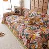 Fresh Floral Linen Sofa Throw Blanket Cover American Country Vintage One Piece All Season