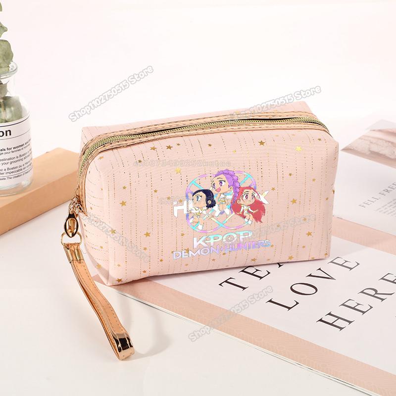 Borsa per Cosmetici Demon Hunters KPop Rumi Mira Zoey Borsa Clutch per Trucco da Ragazza Organizzatori per Pennelli da Trucco da Viaggio da Donna Necessaire