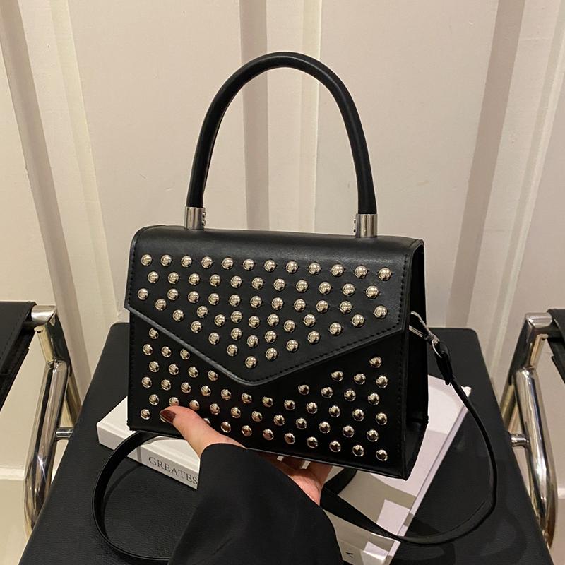 Designer Rivet Crossbody Bag With Short Handle Handbag Fashion Mini Small Phone Bag Purse Solid Pu Leather Ladies Shoulder Bags
