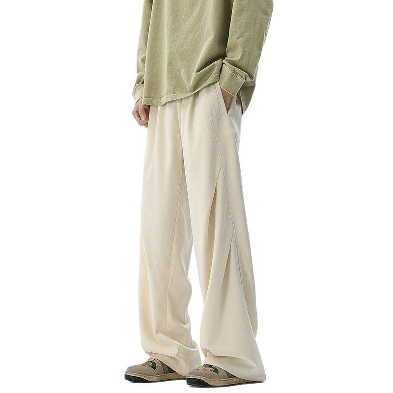 Unisex Dark Grey Paratrooper Pants - Spring/Autumn Loose Fit, Pleated, Wide-Leg Trend
