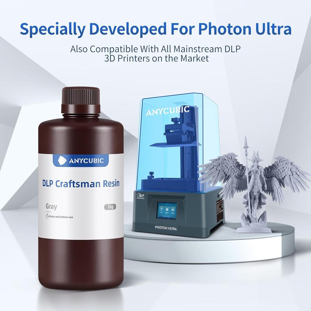 ANYCUBIC 3D Printer Resin, 365-405nm DLP UV-Curing Resin for Photon Ultra/Photon D2, High Precision and Fast Curing Craftsman Resin for DLP LCD SLA