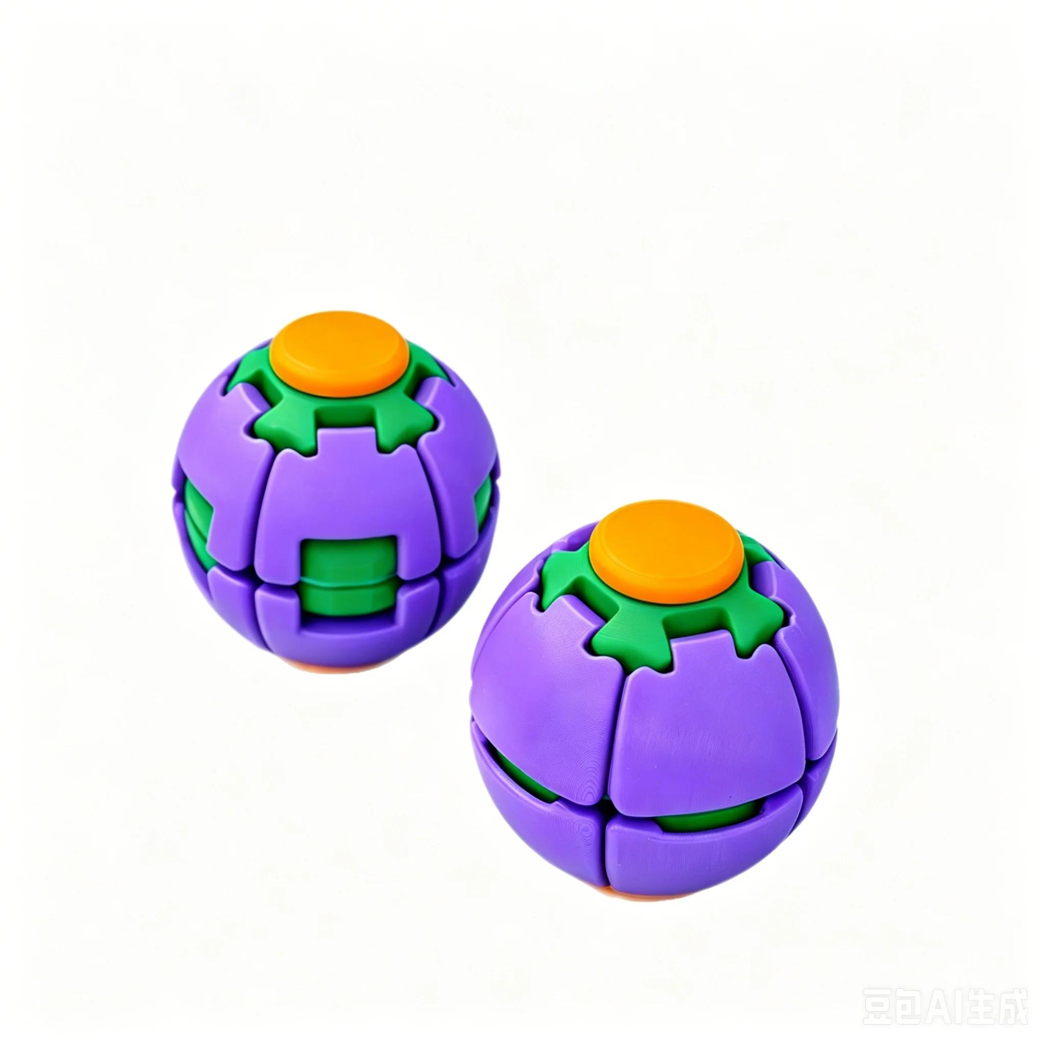 3D Draaibare Fidget Bal Stressverlichtend Speelgoed Dubbel Spel Push Pop Draaiende Vinger Gyroscoop Bol Draagbaar Hard Plastic Angst Sensorisch paars