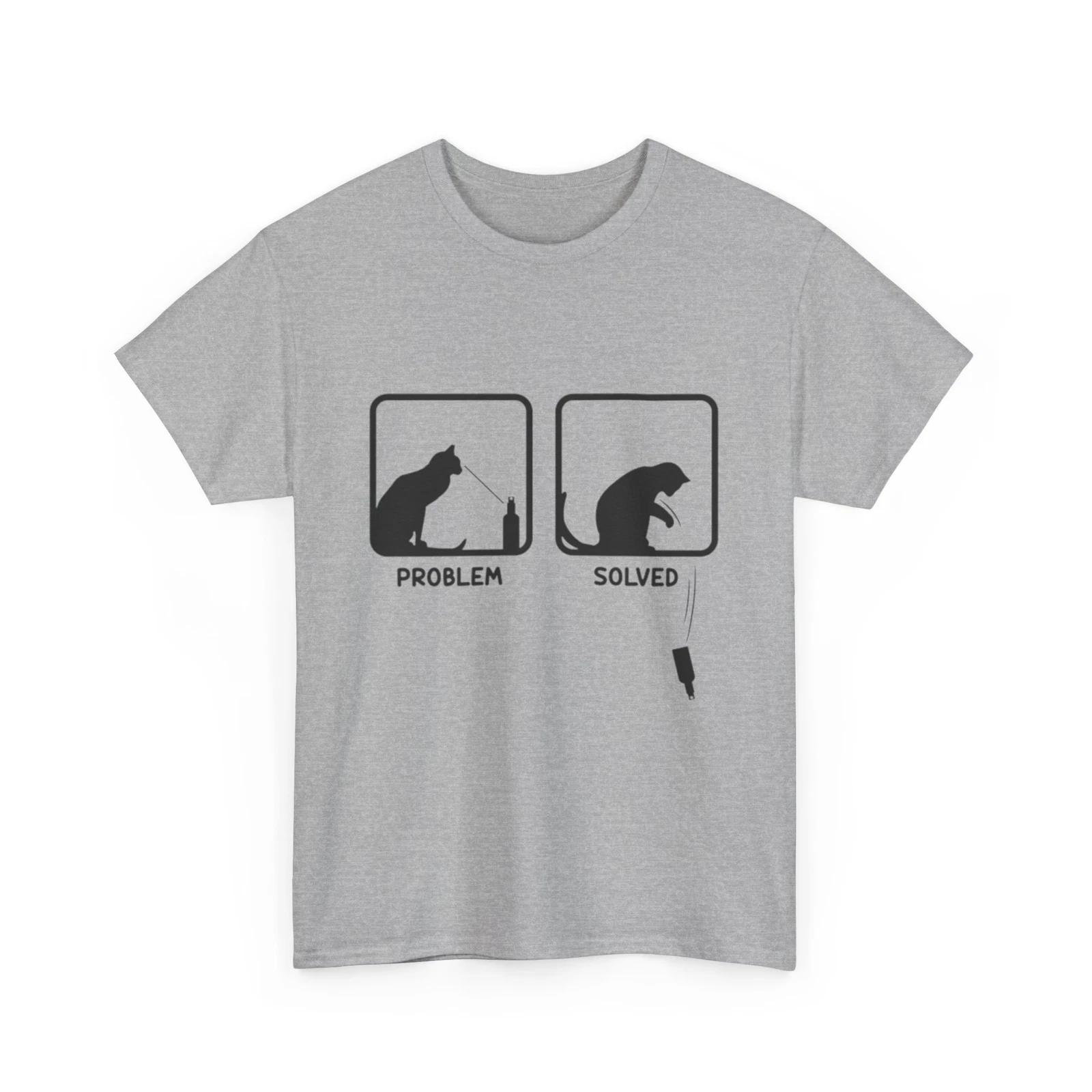 Problem solved Cat Shirt | Funny Black Cat Shirt Women & Men | Problem solved L