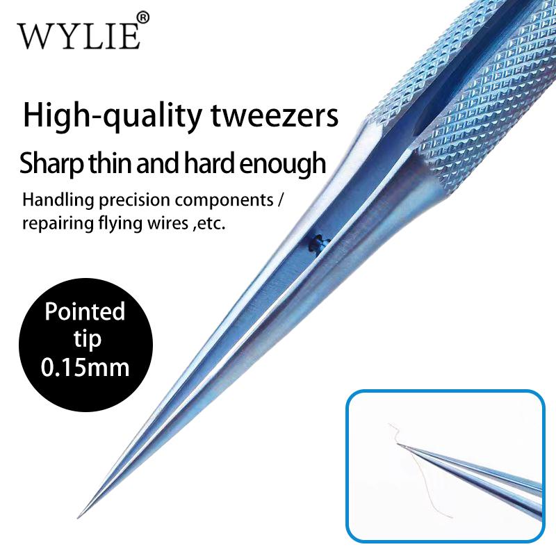 WYLIE Titanium Alloy Tweezers Professional Phone Repair Tool Fingerprint Flying Wire Tweezers Antimagnetic Electronic Forceps