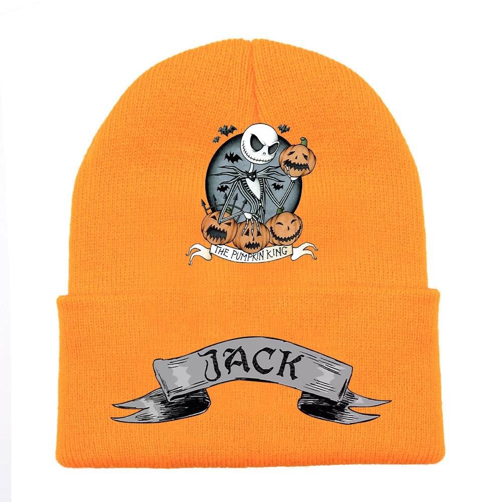 Jack Pumpkin Prince Knit Hat Colorful Halloween Print Unisex Winter Warm Cap