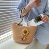 Trendy Bohemian Woven Tote Bag In Sunflower Design Ideal For Casual Outfits And Daily Wear