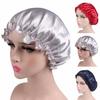 Solid Color Soft Satin Sleeping Cap Night Sleep Hat Hair Care Elastic Bonnet