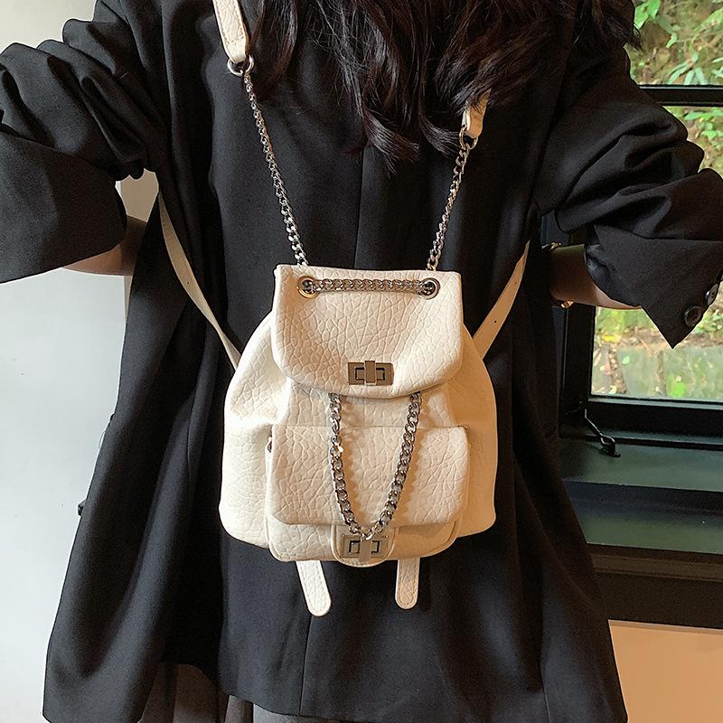 Small Bag Chain Backpack Dámská špičková všestranná školní taška Travel Bucket Backpack