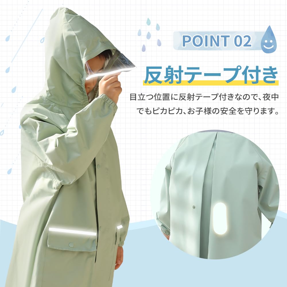Raincoat for 5 with Storage Reflective Backpack Suitable for Height Rain for Field for XL [OKUYOSHI] Kids, Colors, Raincoat, Bag, Tape, Compatible,