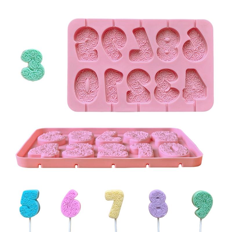 Silicone Mold For DIY Birthday Number Candle Making Rose Cake Decor Mold Non-Stick Chocolate Baking Supplies Outdoor Tableware