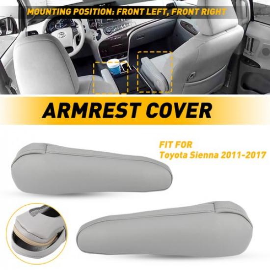 2x + Driver Front Passenger Seat Armrest Cover Leather for Toyota Sienna 2011-17