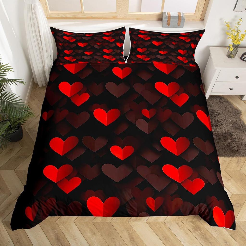 Geometric Triangle Duvet Set Blue Digital Print Three-Piece Set For Home And Dormitory Decoration