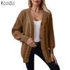 Women Long Sleeve Buttons Up Casual Loose Knitted Sweaters Cardigan