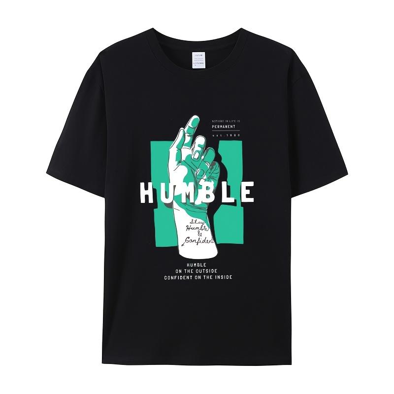 Hand Pointing Up with HUMBLE TextPrint T-Shirt Summer Casual Streetwear Men Women Unisex Fashion Tshirt Top