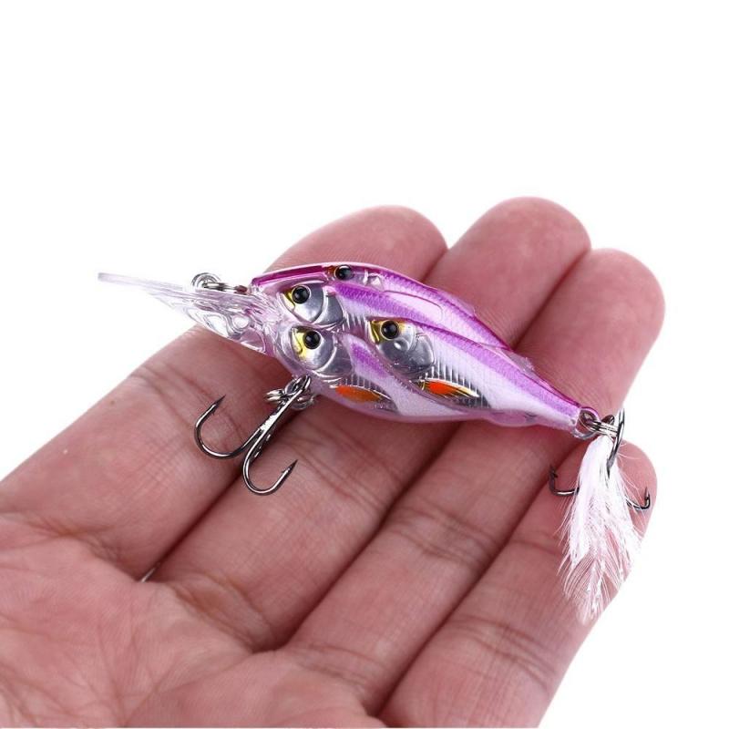 6No. Hook Feather Hook Floating Rock Group Fish Fake Bait6.5CM 6GHard Bait Bionic Fishing Lure for Bass and Mandarin Fish