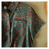 Vintage Floral Print Women's Shirt Summer Fashion Short Sleeve Pocket Loose Casual Blouse Comfortable Soft Thin Daily