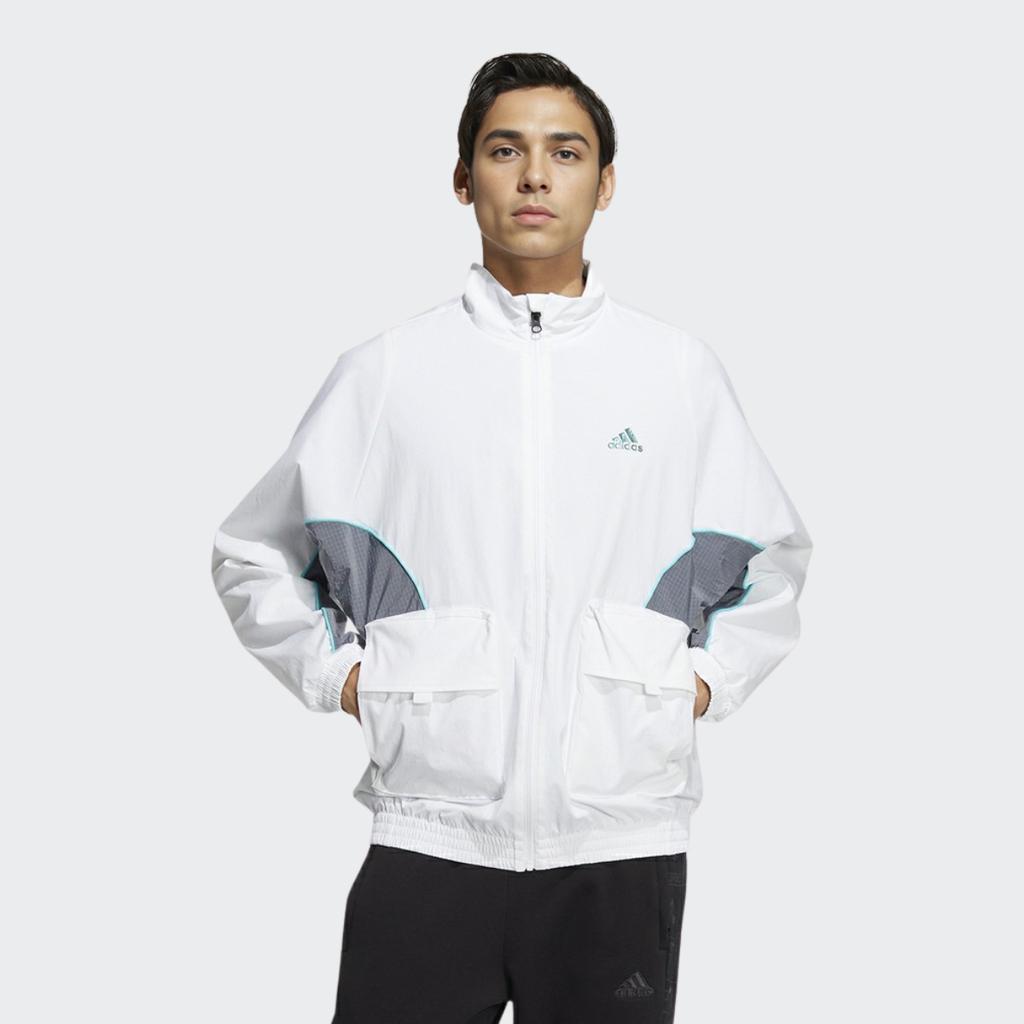 adidas Logo Print Patchwork Stand Collar Zip Jacket HM5146