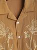 ZAFUL Men's Flower Plant Abstract Embroidery Lapel Collar Short Sleeves Vacation Shirt