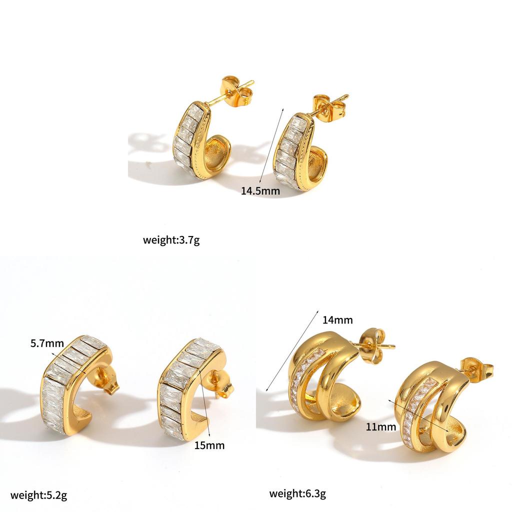 Geometric Stainless Steel Earrings For Women With Pvd Coating Fashion Jewelry Gift For Office