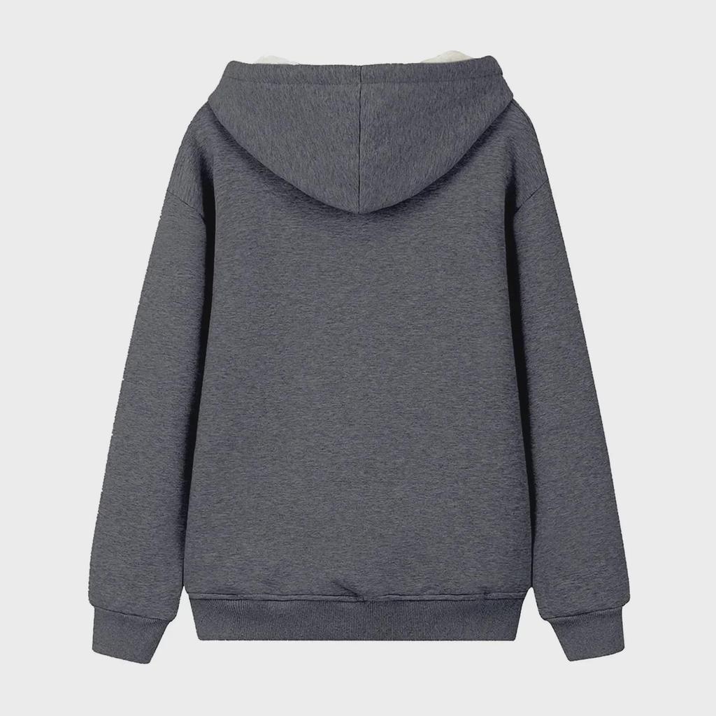 Europäischer und amerikanischer Damenpullover mit Kapuze und Kordelzug - einfarbige Samtjacke für Herbst und Winter