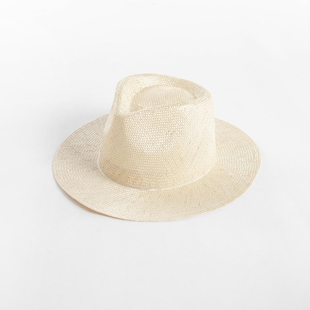 Spring and summer new fashion casual dyeing natural hand-woven sisal jazz hat outdoor travel sunscreen shading straw hat tide