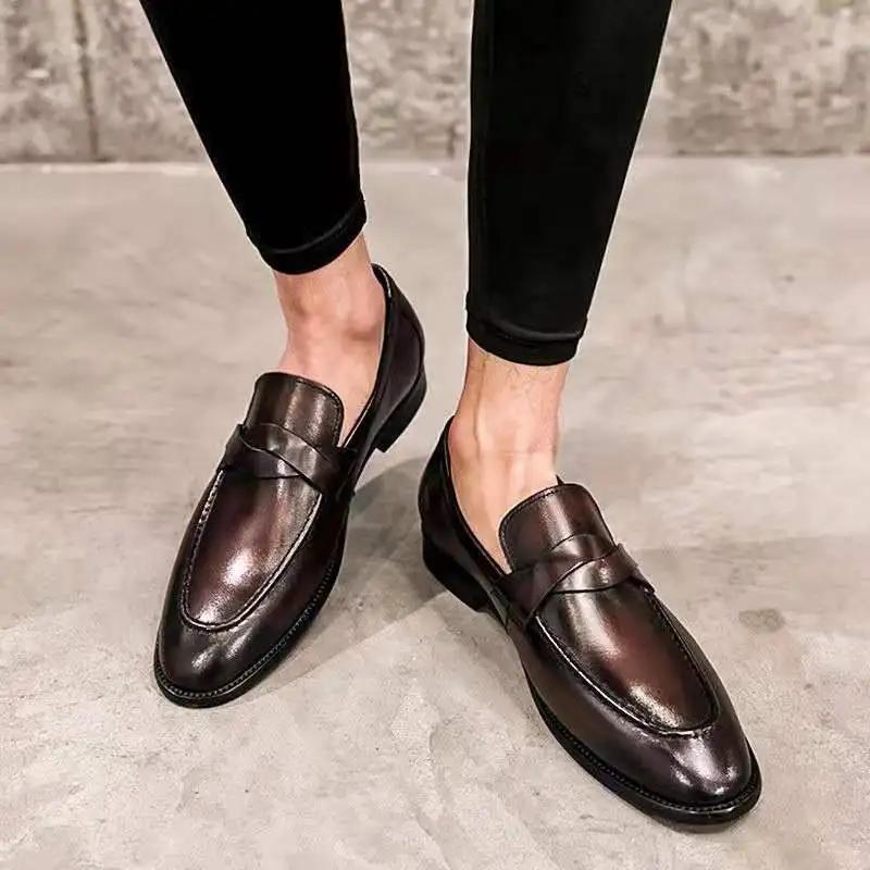 British Style Leather Shoes Men Casual Comfort Lightweight Non-slip Flats Formal Dress Wedding Footwear Sapatenis Masculinos