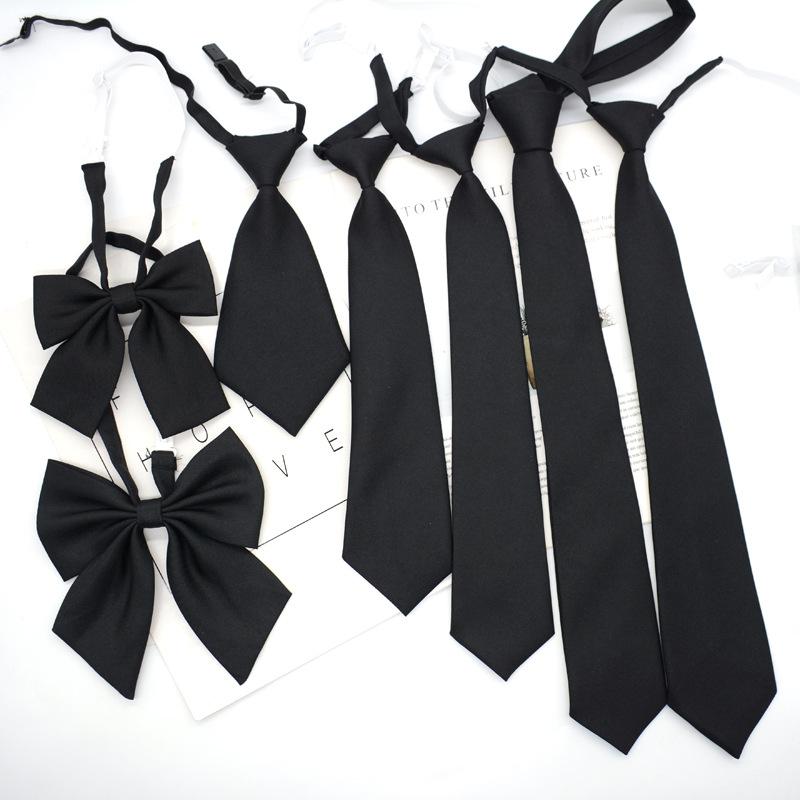 Solid Color Children'S Snap Tie Basic Black Short Student Casual All-Match Tie Male Female Accessories