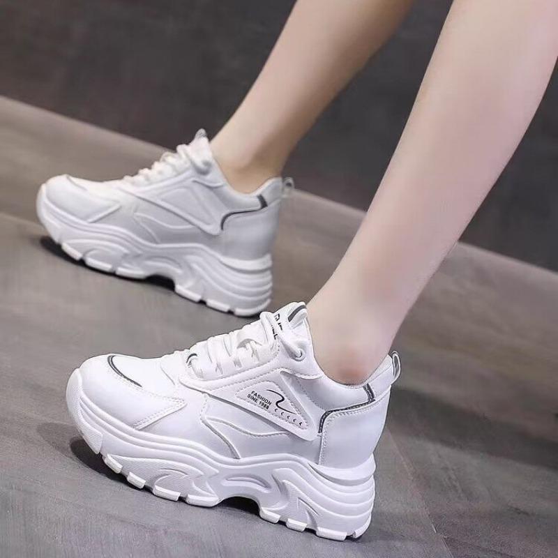 

Autumn and winter new fashion trend single shoes casual height increase lace-up women s shoes spring sports board shoes 35 белый