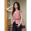 Women's Vintage Red Plaid V-Neck Shirt
