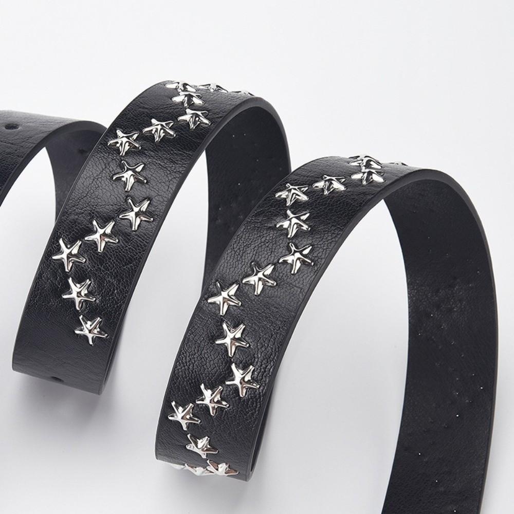Solid Color Western Studded Belt Rivet Star Waistband Fashion Y2K Punk Belt Music Festival