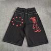 ZYLLO American Cartoon Printed Wide-leg Denim Cropped Pants Loose Casual Straight Shorts