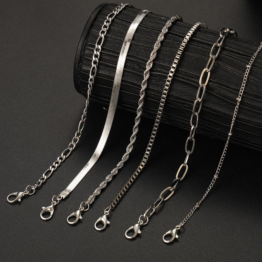 6Pcs Classic Snake Chain Bracelets for Women Trend Gold Plated Cuban Chain Bracelet Trendy Woman Gifts Jewelry Trendy