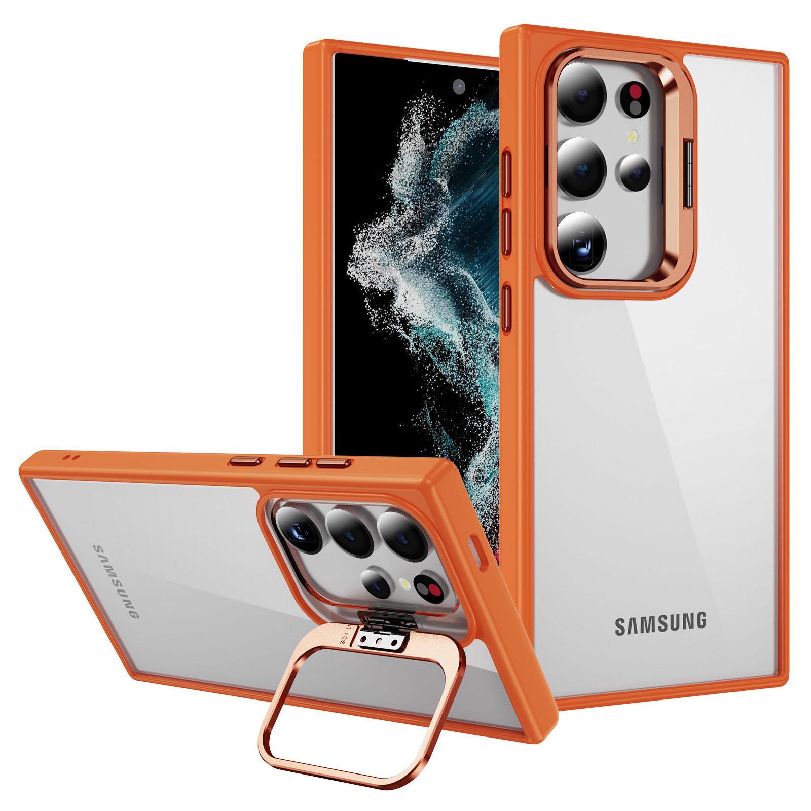 

For Samsung Galaxy S25 Ultra Case Lens Frame Kickstand TPU + Acrylic Protective Phone Cover D