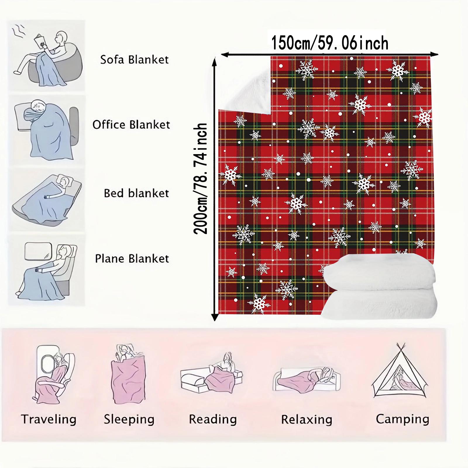

Christmas Red Green Buffalo Plaid Check Flannel Throw BlanketXmas Snowflake Birthday GiftsWinter Holiday Soft Blankets for Bed 75x100cm (30x40inch)