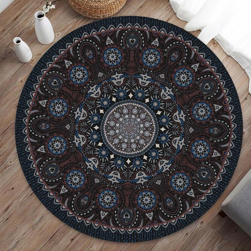 Bohemian Mandala Round Carpet Mat Rug Euro American Stained Glass Floral Medallion Colorful Home Decoration Living Room Bedroom