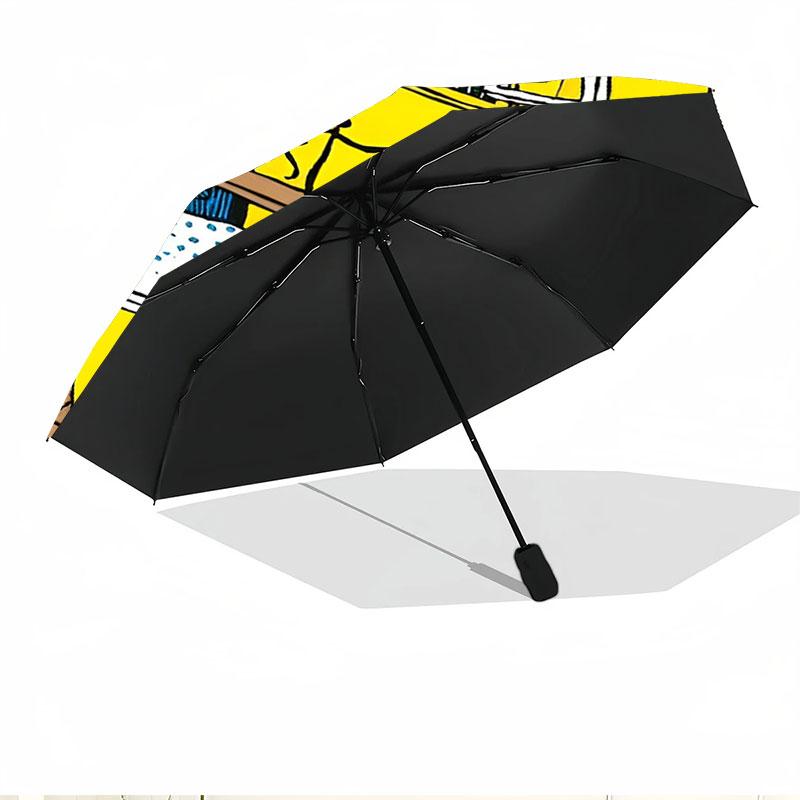 Pippi Longstocking Print Automatic Open Close Umbrella, Portable Foldable Umbrella, for Outdoor Commute Camping Trip, Ideal Birthday Gift