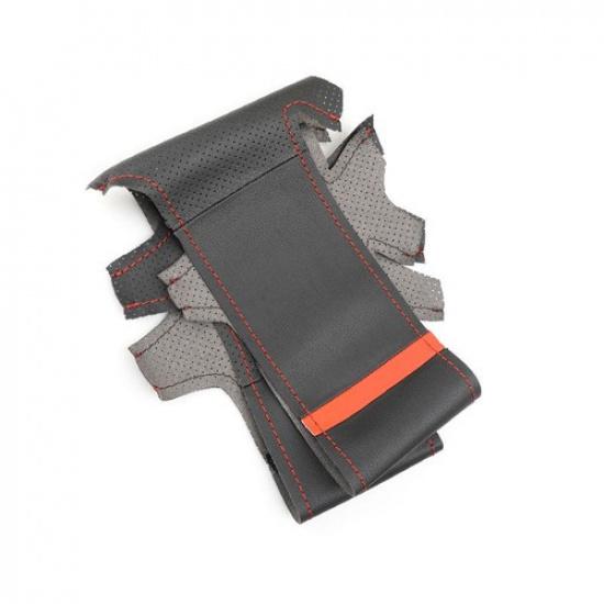 DIY Red-Line Sewing Steering Wheel Leather Cover For Fiat 500 2013 2014 2015