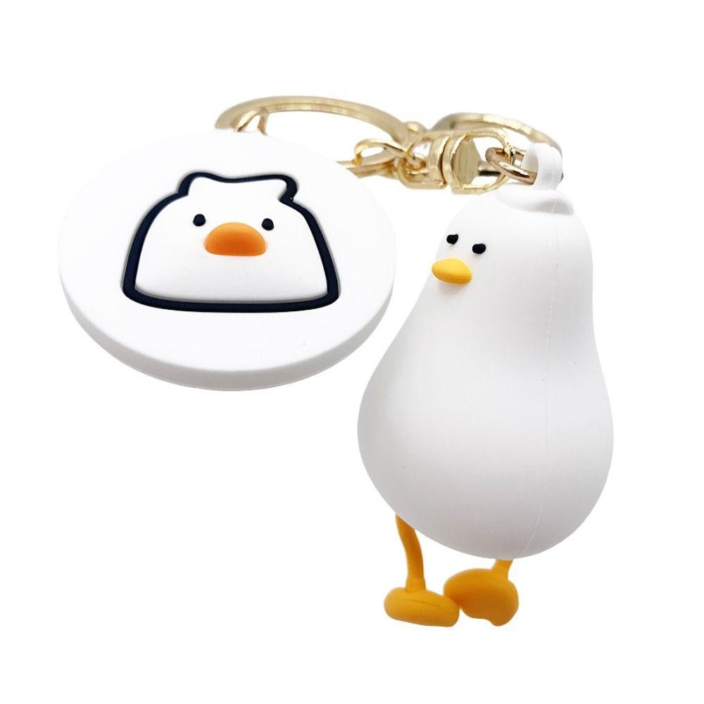 Animal Lying Duck Doll Keyring PVC Cartoon Lying Down Duck Keychain Key Ring Gift