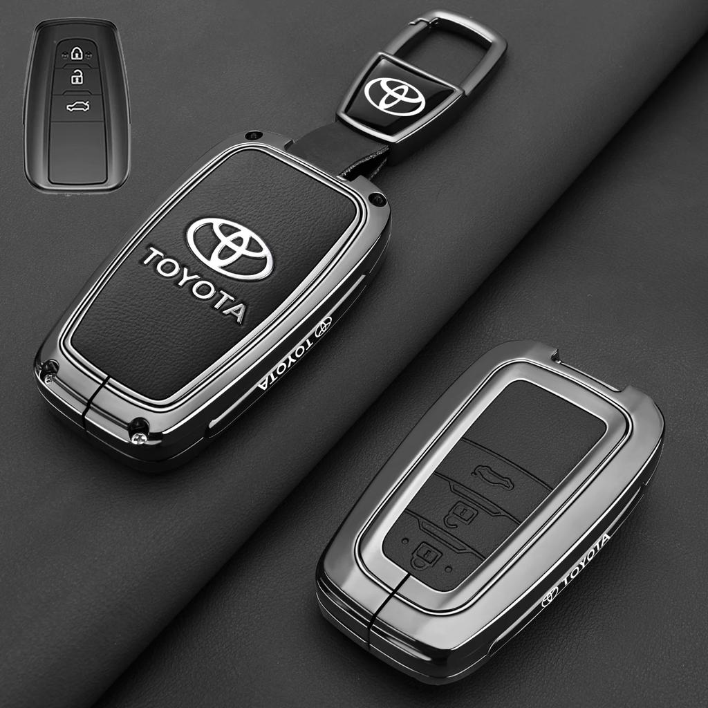 Zinc Alloy Leather Car Key Case Cover Shell for Toyota CHR Hilux Fortuner Land Cruiser 200 Camry Corolla Crown RAV4 Highland