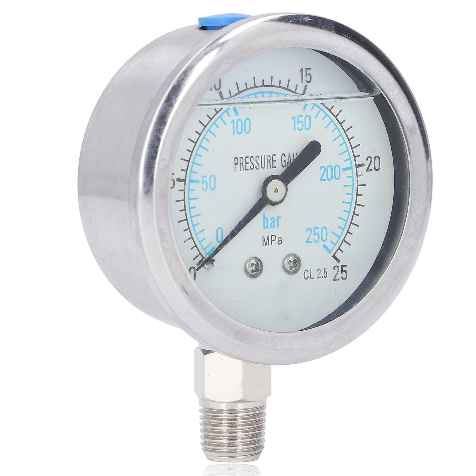 

Vacuum Pressure Gauge Clear Dial Stainless Steel Case for Industrial Household 1 4in NPT 0 25Mpa