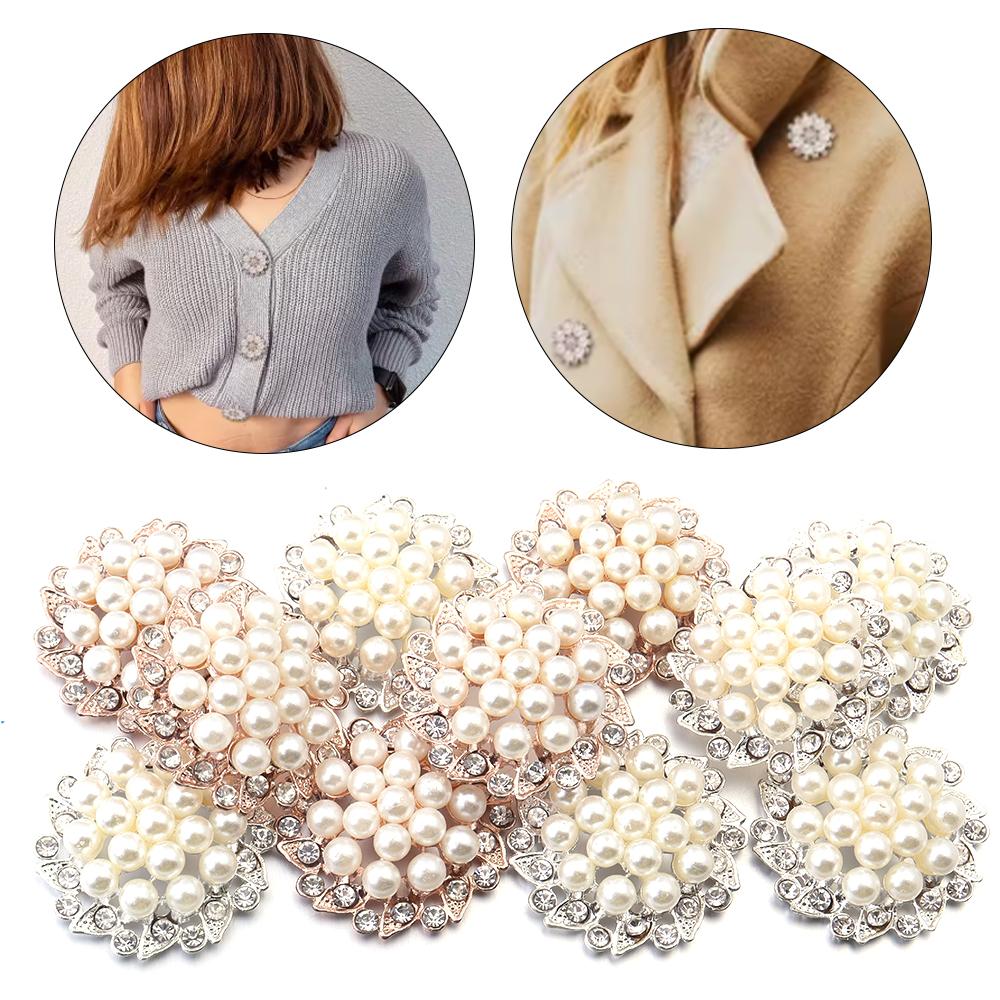 2Pcs Pearl Rhinestone Applique Patches Multi-shape Jewelry Alloy Beads for Clothes Decorate DIY Crafts Hair Clip Button Ornament