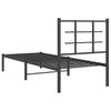 Vidaxl Metal Bed Frame with Headboard, Black, 75X190 Cm