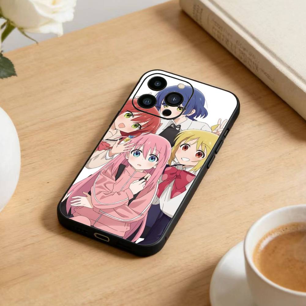 Anime Cute B-BOCCHI T-THE R-ROCK Phone Case For iPhone 16,15,14,13,12,17,Pro Max,Plus Silicone Black Case