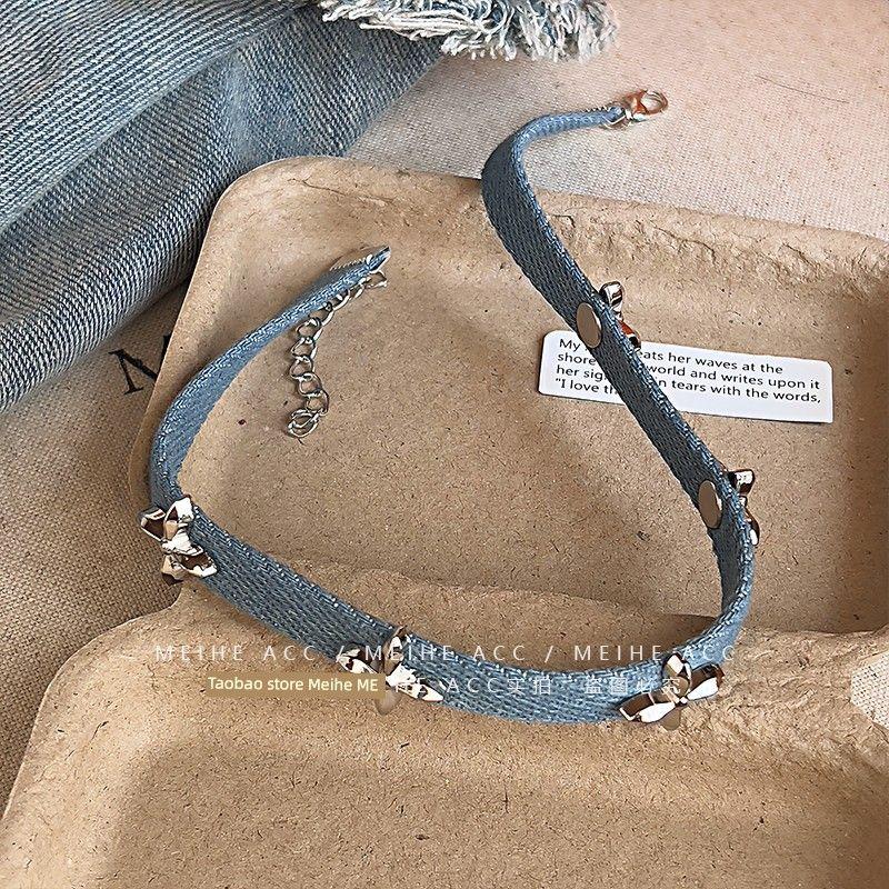 

Бесплатный Шарм ~ Модный Милый Крутой Деним Деним Ткань Ожерелье Уникальные Модные Аксессуары Уникальный Чокер-Воротник Denim light blue