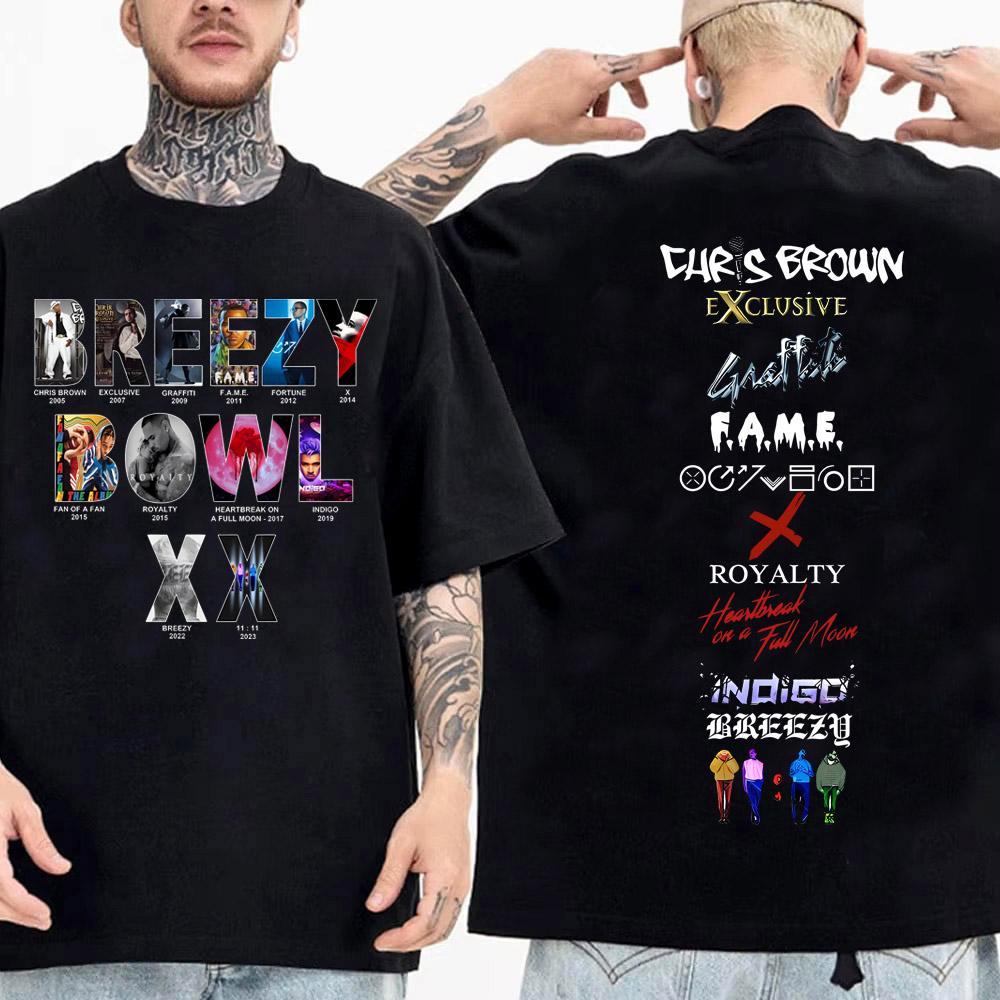 Chris Brown Breezy Bowl XX Tour 2025 Tričko Pánské Dámské Hip Hopová Móda Popová Hudba Trička Ležérní Bavlna Vintage Trička