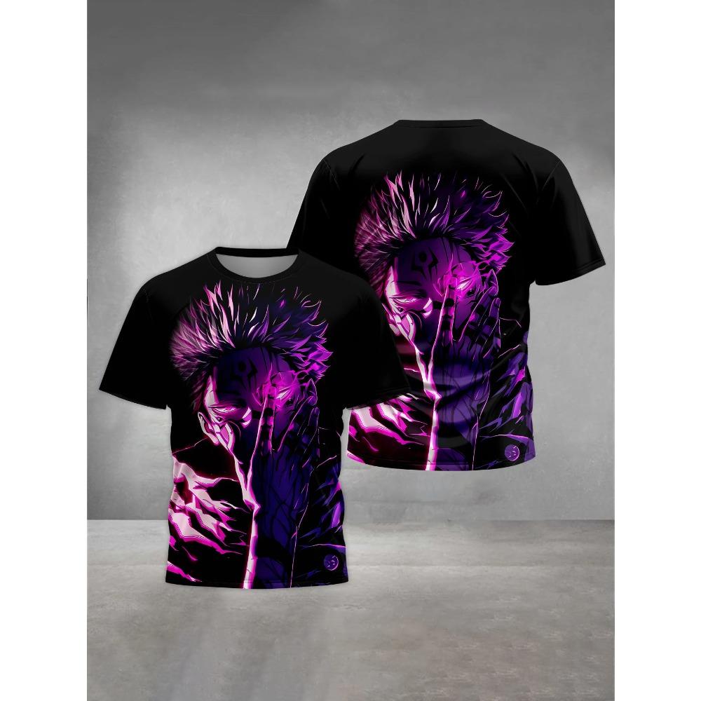 Men's 3D Printed T-Shirt Anime Character Print Short Sleeve O-Neck Pullover Casual Top