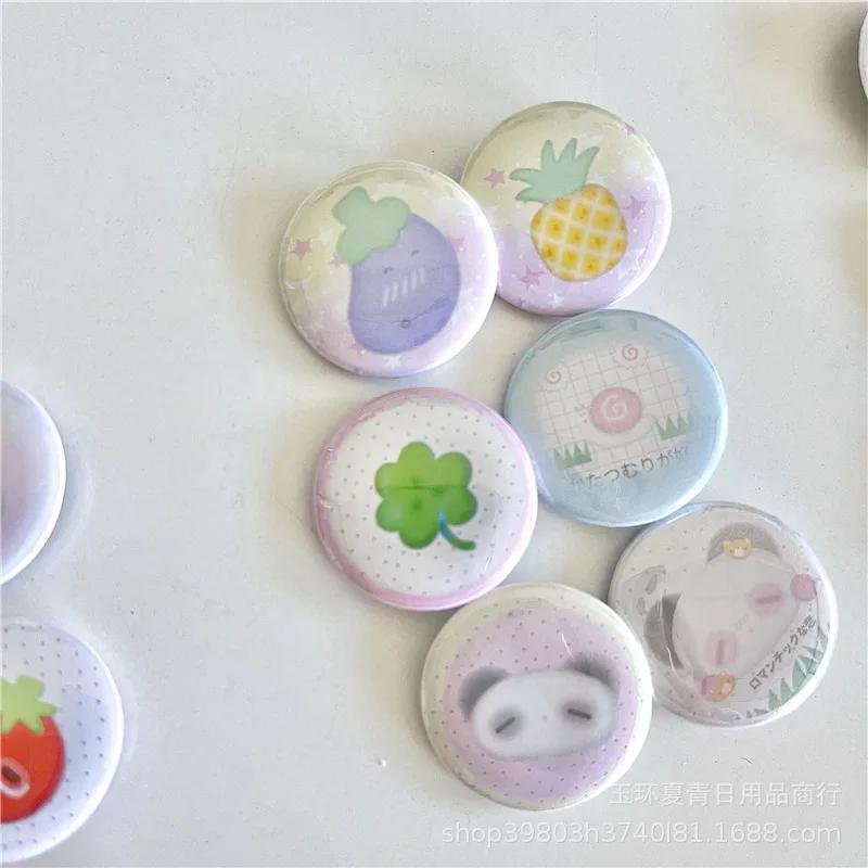 6Pcs Japanese Retro Early Cute 25mm Mini Cartoon Button Badge Kawaii Girls Kids Backpack Pencil Bag DIY Decorative Brooch Pins